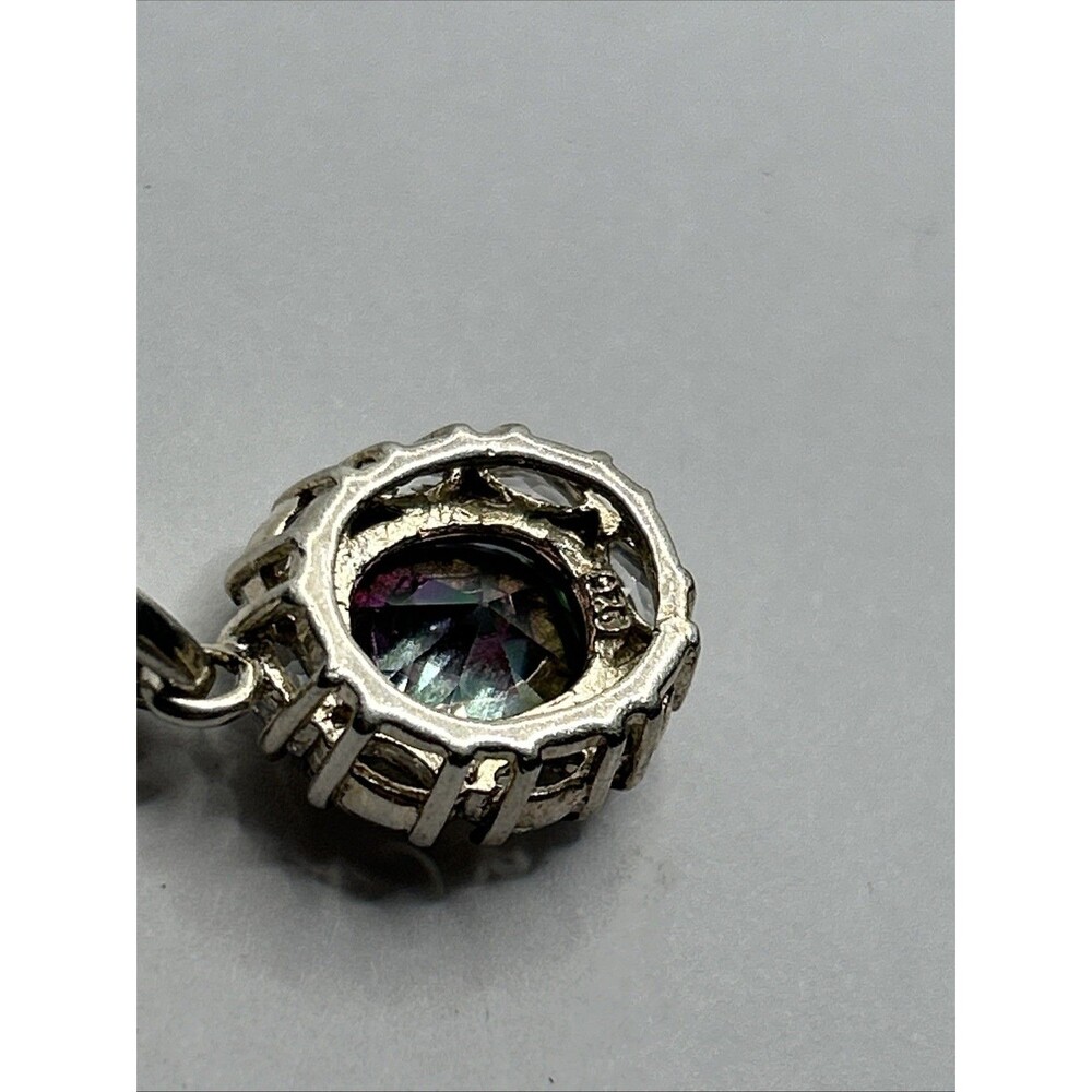 Women's 925 Sterling Silver Mystic Topaz round Cut Pendant - Picture 5 of 7